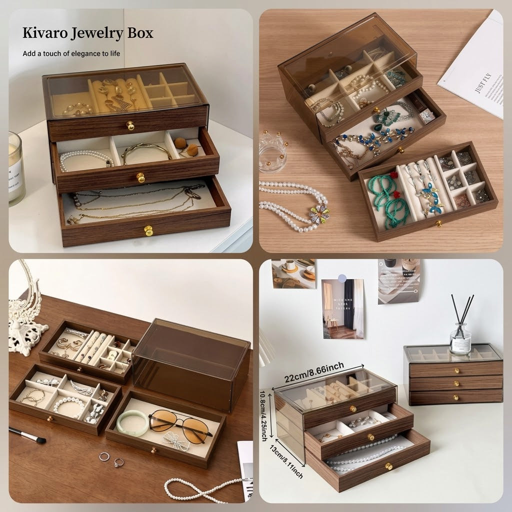 Kivaro Wooden Jewellery Box – Elegant Jewellery Storage Organizer