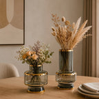 Obsidian & Gold Contour Glass Vase