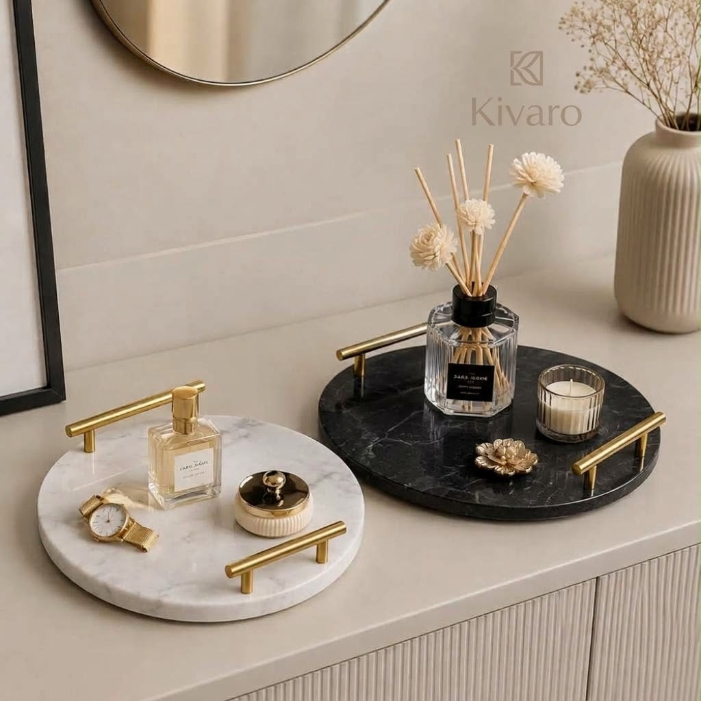 Kivaro Marble Circle Vanity Tray