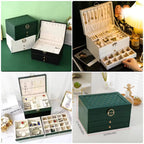 Kivaro 3-Layer Leather Jewelry Box with Lock