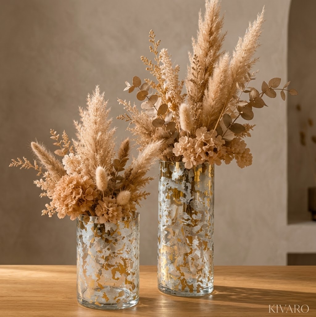 KIVARO Gilded Horizon Glass Vase