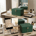 Kivaro 3-Layer Leather Jewelry Box with Lock