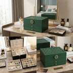 Kivaro 3-Layer Leather Jewelry Box with Lock