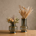 Obsidian & Gold Contour Glass Vase